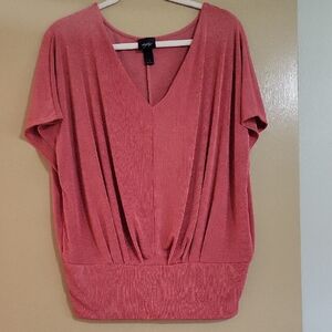 Daytrip Shimmery Coral Loose Fit Top Women's L